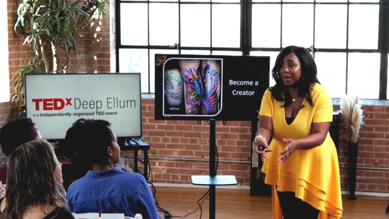 Renita Joyce Smith delivering her Inked But Not Stained TEDxDeepEllum talk